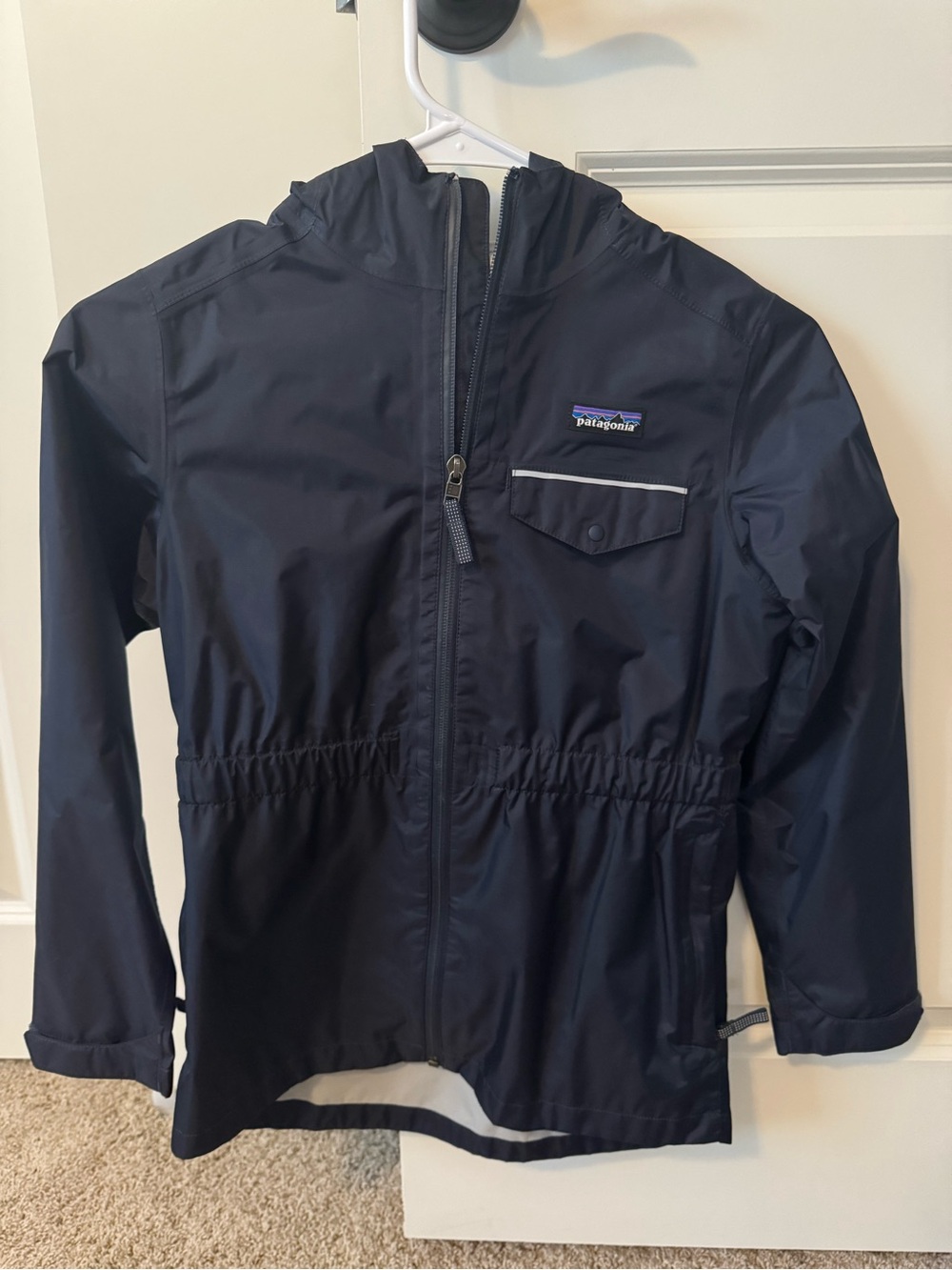Patagonia Kids Navy Blue Hooded Rain Jacket